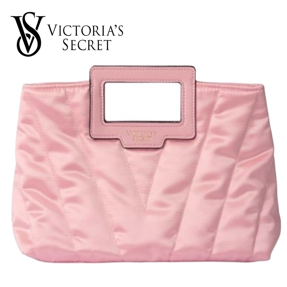 Victoria's Secret Satin Chevron Quilted Cosmetic Bag